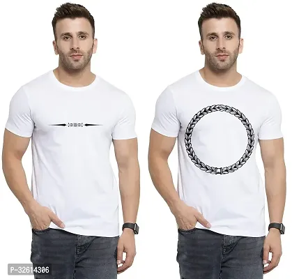 Reliable White Polycotton Printed T-Shirts For Men Pack Of 2