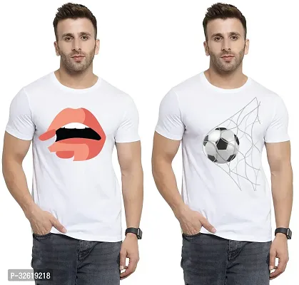 Reliable Polycotton Printed Round Neck Tees For Men Pack Of 2-thumb0