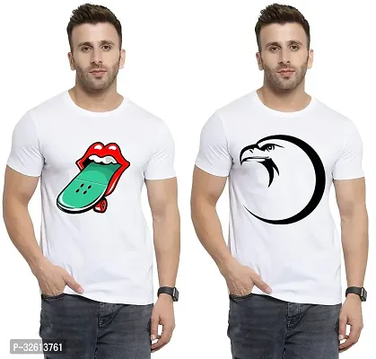 Reliable White Polycotton Printed T-Shirts For Men Pack Of 2-thumb0