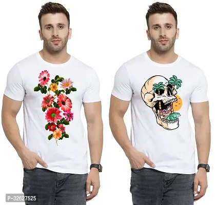 Stylish White Polycotton Round Neck T-Shirt For Men Pack Of 2