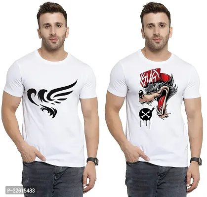 Comfortable White Polycotton Tees For Men Pack Of 2-thumb0