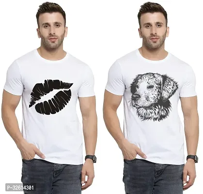 Reliable White Polycotton Printed T-Shirts For Men Pack Of 2-thumb0