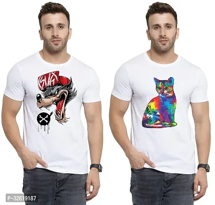 Reliable Polycotton Printed Round Neck Tees For Men Pack Of 2-thumb0