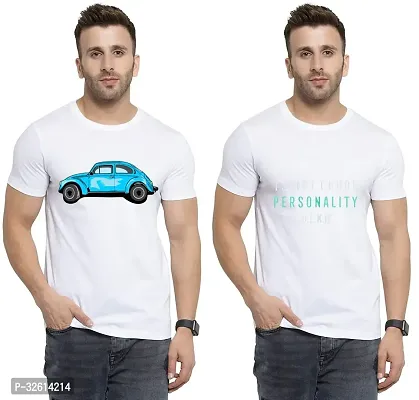 Reliable White Polycotton Printed T-Shirts For Men Pack Of 2-thumb0