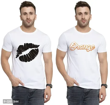 Reliable White Polycotton Printed T-Shirts For Men Pack Of 2