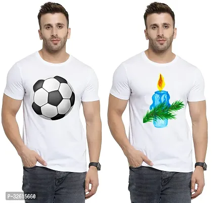 Comfortable White Polycotton Tees For Men Pack Of 2