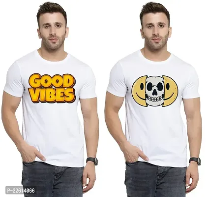 Reliable White Polycotton Printed T-Shirts For Men Pack Of 2-thumb0