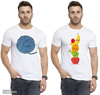 Reliable Polycotton Printed Round Neck Tees For Men Pack Of 2-thumb0