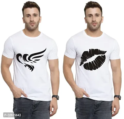 Comfortable White Polycotton Tees For Men Pack Of 2-thumb0