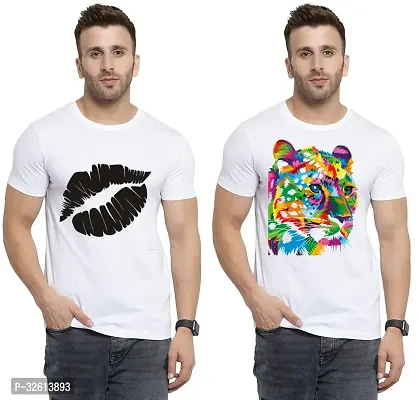 Reliable White Polycotton Printed T-Shirts For Men Pack Of 2-thumb0