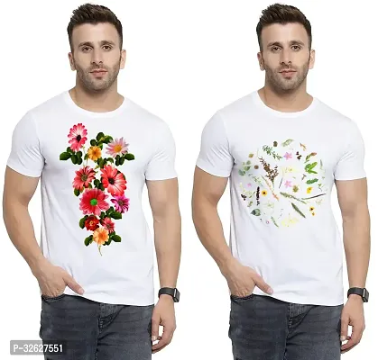 Stylish White Polycotton Round Neck T-Shirt For Men Pack Of 2