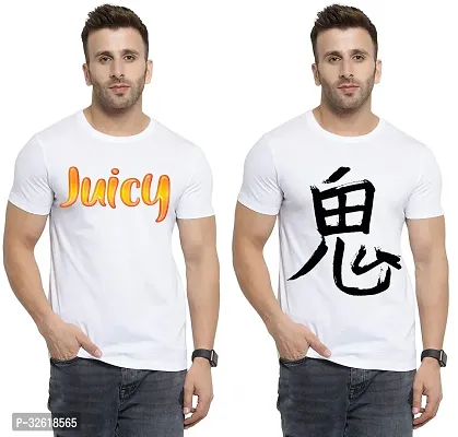 Reliable Polycotton Printed Round Neck Tees For Men Pack Of 2-thumb0