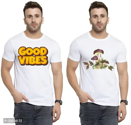 Reliable White Polycotton Printed T-Shirts For Men Pack Of 2-thumb0