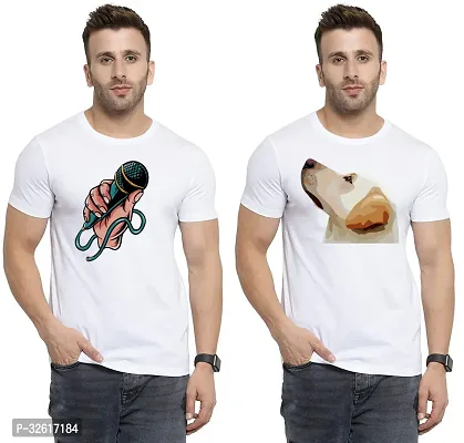 Reliable White Polycotton Printed Round Neck Tshirt For Men Pack Of 2-thumb0