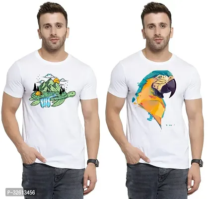 Reliable White Polycotton Printed T-Shirts For Men Pack Of 2-thumb0