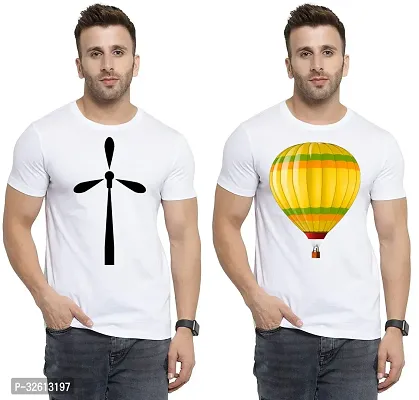 Reliable White Polycotton Printed T-Shirts For Men Pack Of 2-thumb0