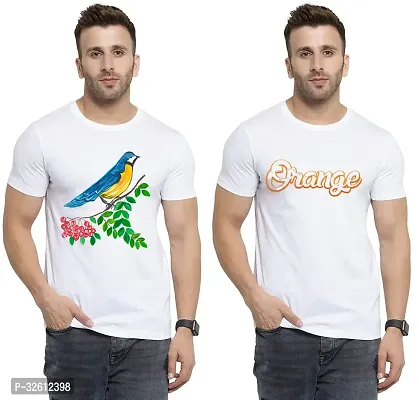 Reliable White Polycotton Printed T-Shirts For Men Pack Of 2-thumb0