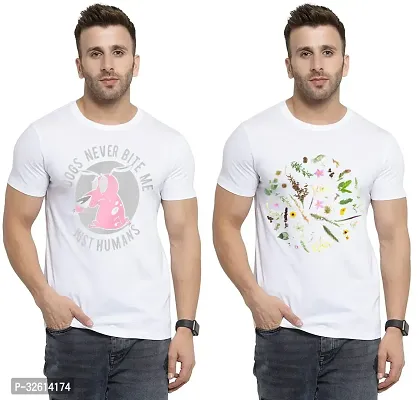 Reliable White Polycotton Printed T-Shirts For Men Pack Of 2-thumb0