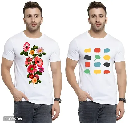 Stylish White Polycotton Round Neck T-Shirt For Men Pack Of 2-thumb0