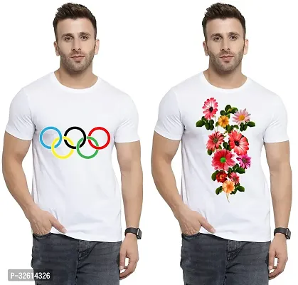 Reliable White Polycotton Printed T-Shirts For Men Pack Of 2-thumb0