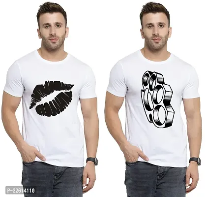 Reliable White Polycotton Printed T-Shirts For Men Pack Of 2-thumb0