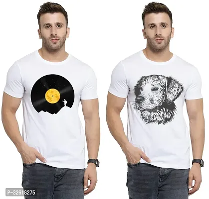 Reliable Polycotton Printed Round Neck Tees For Men Pack Of 2-thumb0