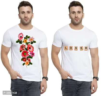 Stylish White Polycotton Round Neck T-Shirt For Men Pack Of 2