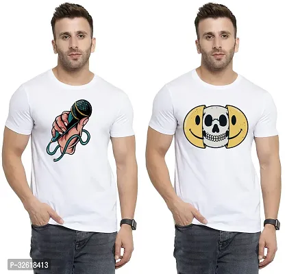 Reliable Polycotton Printed Round Neck Tees For Men Pack Of 2-thumb0