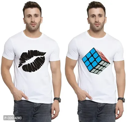 Reliable White Polycotton Printed T-Shirts For Men Pack Of 2