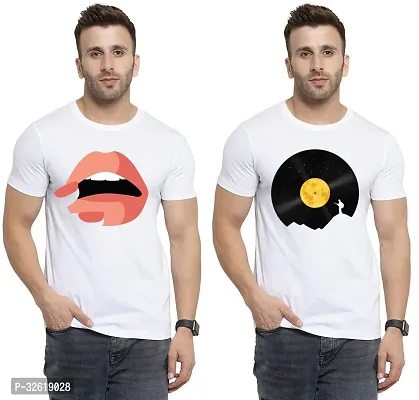 Reliable Polycotton Printed Round Neck Tees For Men Pack Of 2-thumb0