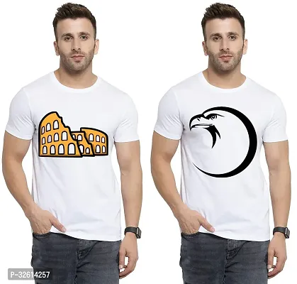 Reliable White Polycotton Printed T-Shirts For Men Pack Of 2