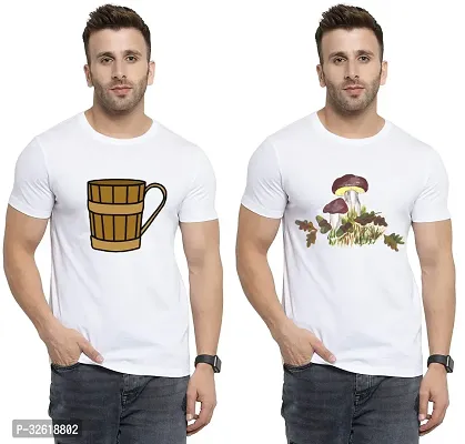 Reliable Polycotton Printed Round Neck Tees For Men Pack Of 2-thumb0