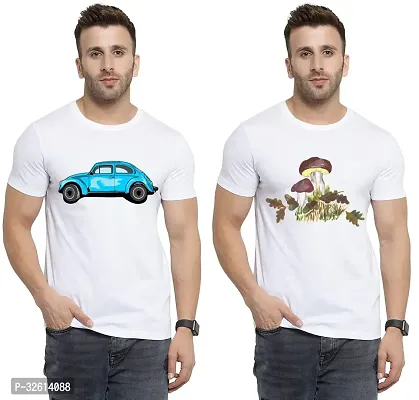 Reliable White Polycotton Printed T-Shirts For Men Pack Of 2-thumb0