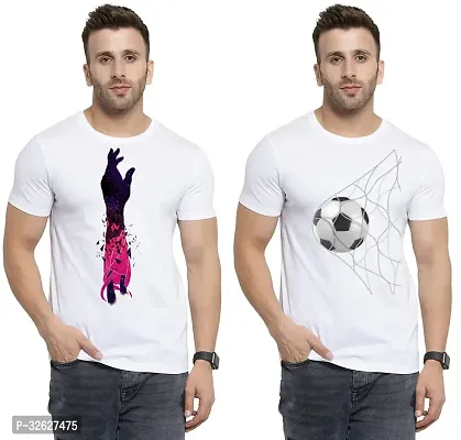 Stylish White Polycotton Round Neck T-Shirt For Men Pack Of 2