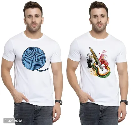 Reliable Polycotton Printed Round Neck Tees For Men Pack Of 2-thumb0