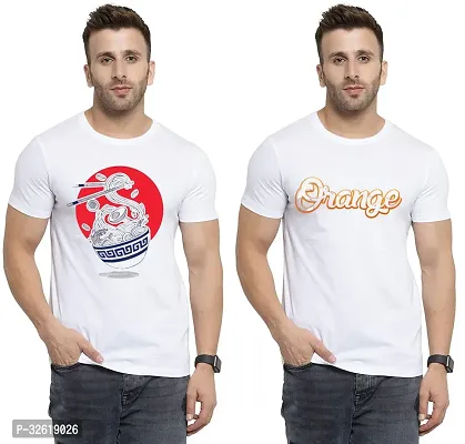 Reliable Polycotton Printed Round Neck Tees For Men Pack Of 2-thumb0