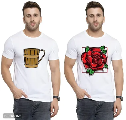 Reliable Polycotton Printed Round Neck Tees For Men Pack Of 2-thumb0