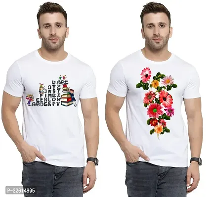 Reliable White Polycotton Printed T-Shirts For Men Pack Of 2-thumb0