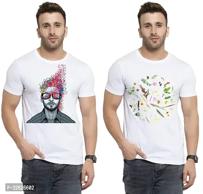 Stylish White Polycotton Round Neck T-Shirt For Men Pack Of 2