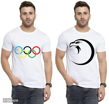 Reliable White Polycotton Printed T-Shirts For Men Pack Of 2