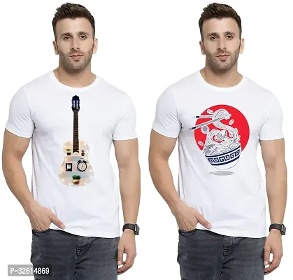 Reliable White Polycotton Printed T-Shirts For Men Pack Of 2