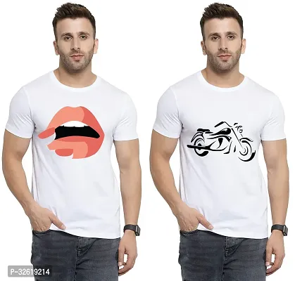 Reliable Polycotton Printed Round Neck Tees For Men Pack Of 2-thumb0