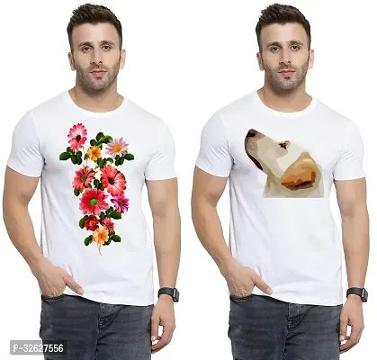 Stylish White Polycotton Round Neck T-Shirt For Men Pack Of 2