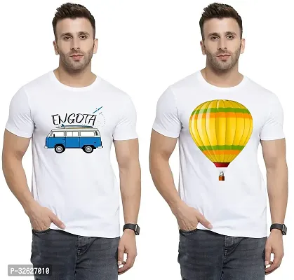 Stylish White Polycotton Round Neck T-Shirt For Men Pack Of 2