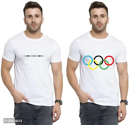 Reliable White Polycotton Printed T-Shirts For Men Pack Of 2-thumb0