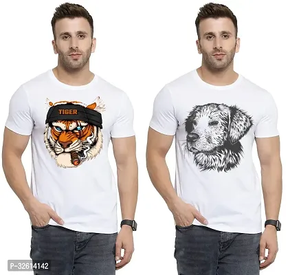 Reliable White Polycotton Printed T-Shirts For Men Pack Of 2-thumb0