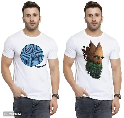 Reliable Polycotton Printed Round Neck Tees For Men Pack Of 2-thumb0