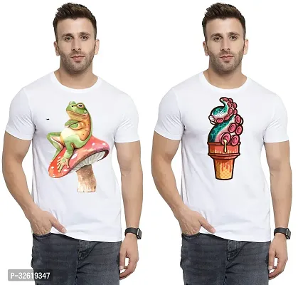 Reliable Polycotton Printed Round Neck Tees For Men Pack Of 2-thumb0