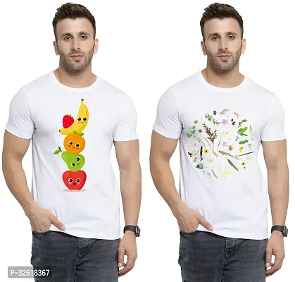 Reliable Polycotton Printed Round Neck Tees For Men Pack Of 2-thumb0