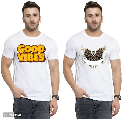 Reliable White Polycotton Printed T-Shirts For Men Pack Of 2-thumb0